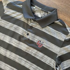 Under Armour Liberty University Men's Polo Shirt Sz‎ L Grey Striped Golf Casual